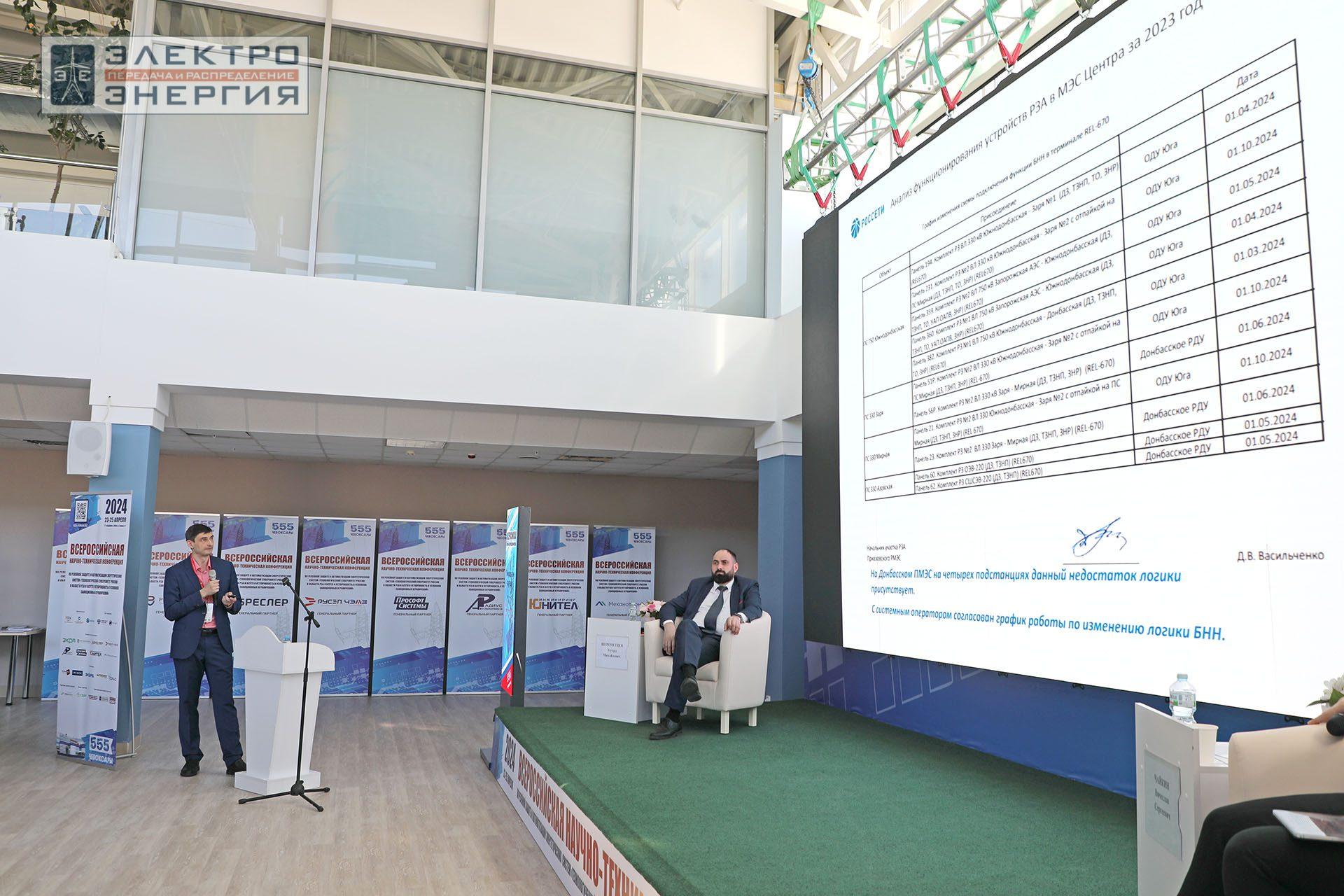 На секции ПАО «Россети» «Вопросы развития и эксплуатации РЗА и АСУ ТП» в рамках Всероссийской научно-технической конференции «Технологический суверенитет России в области РЗА и АСУ ТП и устойчивость в условиях санкционных ограничений»