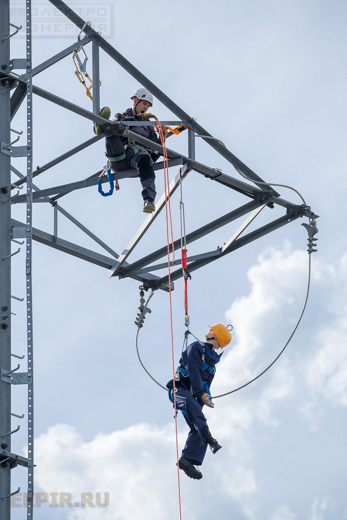 Технологии подъема на опору ЛЭП 110 кВ и спуска пострадавшего с нее. 25 – 27 августа 2020 г., Моск. область, г. Балашиха, Полигон ПС 157 «Горенки».
