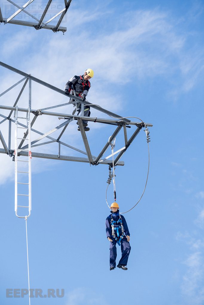Технологии подъема на опору ЛЭП 110 кВ и спуска пострадавшего с нее. 25 – 27 августа 2020 г., Моск. область, г. Балашиха, Полигон ПС 157 «Горенки».
