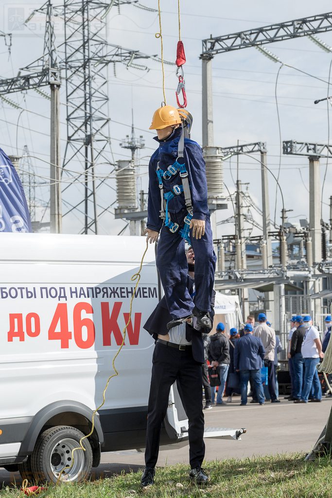 Технологии подъема на опору ЛЭП 110 кВ и спуска пострадавшего с нее. 25 – 27 августа 2020 г., Моск. область, г. Балашиха, Полигон ПС 157 «Горенки».
