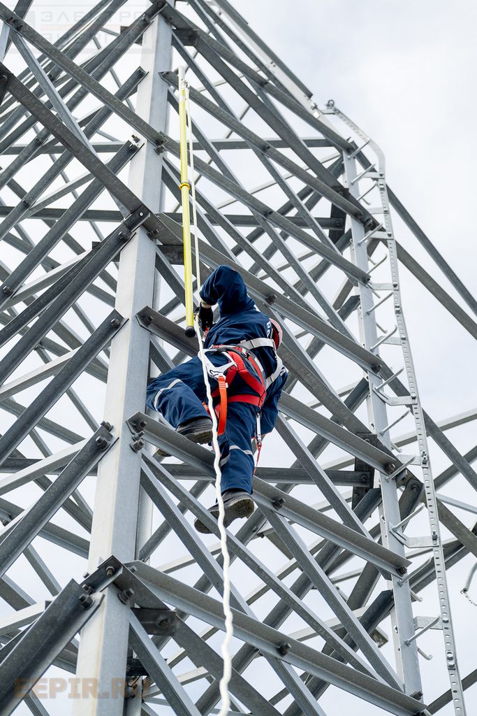 Технологии подъема на опору ЛЭП 110 кВ и спуска пострадавшего с нее. 25 – 27 августа 2020 г., Моск. область, г. Балашиха, Полигон ПС 157 «Горенки».
